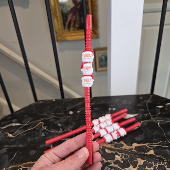 Set of 5 Vintage Santa Claus Reusable Christmas Party Straws Holiday Drinkware 9 - Picture 2 of 4